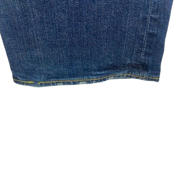 CLUB MONACO Women's Blue Dark Wash Distressed Patch Pocket Bootcut Jeans US 2 - Picture 10 of 16